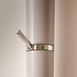 YOMEI Garderoben|Wandgarderobe Tube Akzente Leder Taupe 07 Braun Gestell Edelstahl Poliert