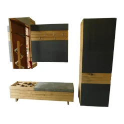 Voglauer Garderoben|Wandgarderobe V Organo Wildeiche Rustiko Akzent Schwarz Mit Vorsatzspiegel Und Beleuchtung