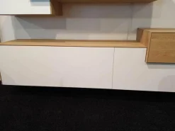 Pönnighaus Wohnwände & Tv-Lowboards|Wandhängeschrank Wildeiche Weiß Geölt mit LED-Lichtband