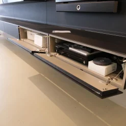 Rimadesio Wohnwände & Tv-Lowboards|Wandkomposition Abacus Living Nero Opaco 102 Mit Beleuchtung