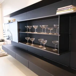 Rimadesio Wohnwände & Tv-Lowboards|Wandkomposition Abacus Living Nero Opaco 102 Mit Beleuchtung