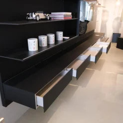Rimadesio Wohnwände & Tv-Lowboards|Wandkomposition Abacus Living Nero Opaco 102 Mit Beleuchtung