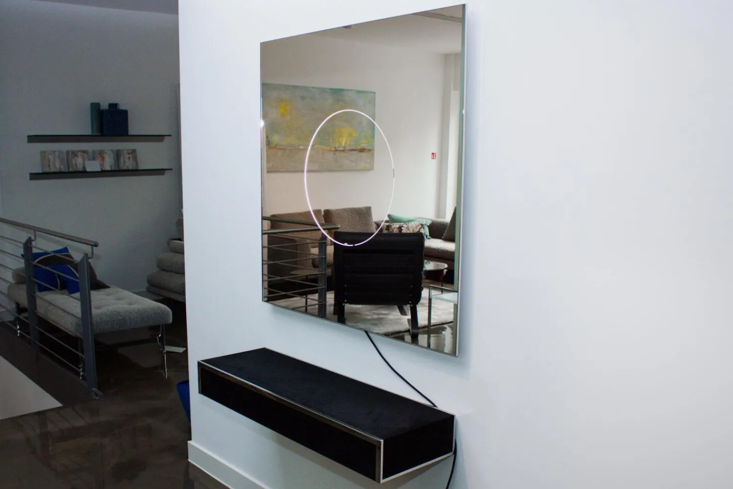 YOMEI Konsolen|Wandkonsole Smart Console Wandmontiert Mikroleder Anthrazit 03 Poliert