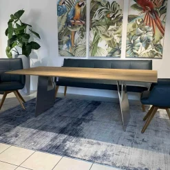 Wimmer Esstische|Wangentisch Zweigl Z20 Rustikale Asteiche Bianco Geölt Wange Stahl Nickelfarbig