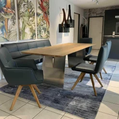 Wimmer Esstische|Wangentisch Zweigl Z20 Rustikale Asteiche Bianco Geölt Wange Stahl Nickelfarbig