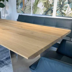 Wimmer Esstische|Wangentisch Zweigl Z20 Rustikale Asteiche Bianco Geölt Wange Stahl Nickelfarbig