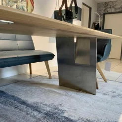 Wimmer Esstische|Wangentisch Zweigl Z20 Rustikale Asteiche Bianco Geölt Wange Stahl Nickelfarbig