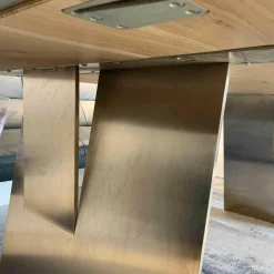 Wimmer Esstische|Wangentisch Zweigl Z20 Rustikale Asteiche Bianco Geölt Wange Stahl Nickelfarbig