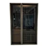 Riva1920 Vitrinen & Highboards|Weinkofferschrank Cambusa Nussbaum Massiv Front Rauchglas Rahmen Eisen Mit LED Beleuchtung