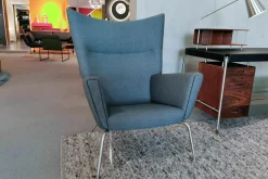 Carl Hansen & Søn Relaxsessel|Wingchair CH445 Stoff Passion 13101 Grau Gestell Edelstahl