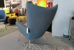 Carl Hansen & Søn Relaxsessel|Wingchair CH445 Stoff Passion 13101 Grau Gestell Edelstahl