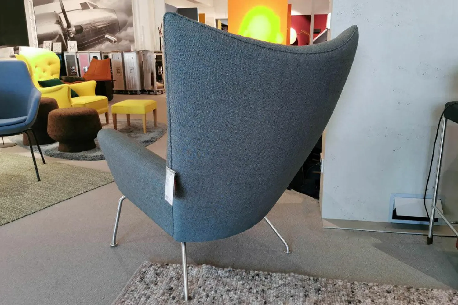Carl Hansen & Søn Relaxsessel|Wingchair CH445 Stoff Passion 13101 Grau Gestell Edelstahl
