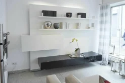 WK Wohnen Wohnwände & Tv-Lowboards|WK 409 Artena Hochglanz Schwarz Hartweiß mit Beleuchtung