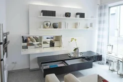 WK Wohnen Wohnwände & Tv-Lowboards|WK 409 Artena Hochglanz Schwarz Hartweiß mit Beleuchtung