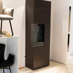 Sudbrock Vitrinen & Highboards|Wohnelement Contur-Unit Glattlack Mocca Mit Beleuchtung