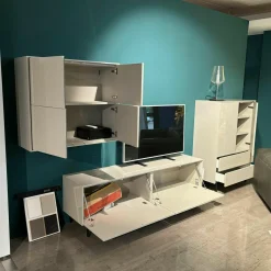 JOOP! Wohnwände & Tv-Lowboards|Wohnkombi Lack Kristallgrau Grau Hochglanz Metallkufe Schwarz Inklusive Beleuchtung