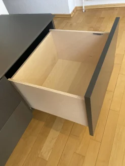 Sudbrock Wohnwände & Tv-Lowboards|Wohnkombination Cubo Lack Quarz Schwarz Paneel Eiche Astig Wandschrank Aluminium Glastür Schwarz Mit Beleuchtung