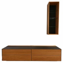 Team 7 Wohnwände & Tv-Lowboards|Wohnkombination Cubus Pure Eiche Naturöl Deckblatt Glas