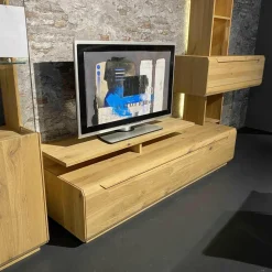 Decker Wohnwände & Tv-Lowboards|Wohnkombination Inavac Asteiche Bianco Mit Beleuchtung