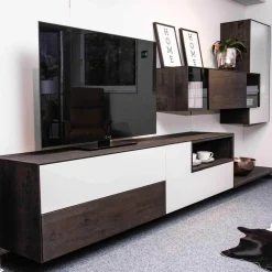 Pönnighaus Wohnwände & Tv-Lowboards|Wohnkombination Katana Wileiche Schwarz Geölt Mattlack