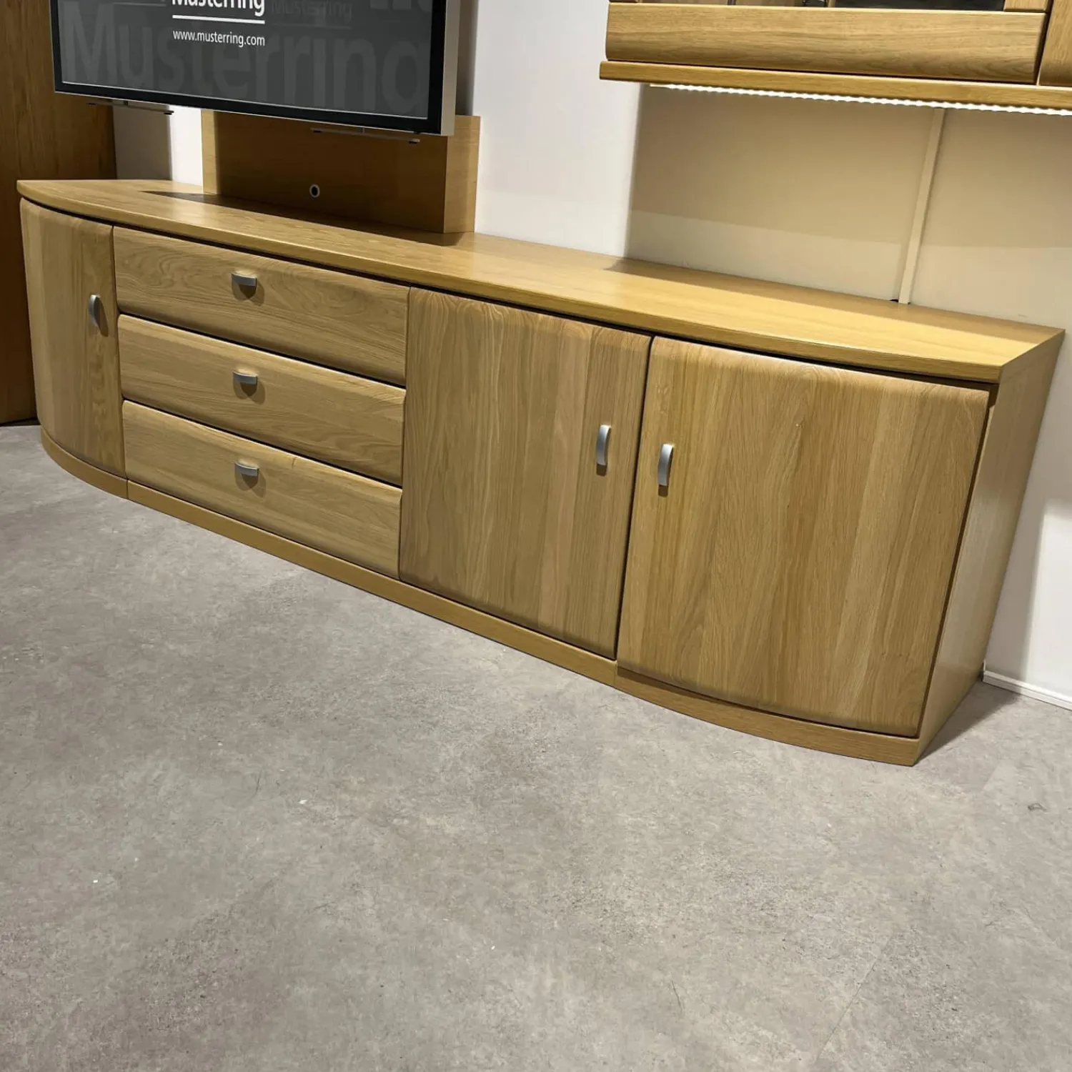 Rietberger Möbelwerke Wohnwände & Tv-Lowboards|Wohnkombination Kiana VS 66540 Eiche Massiv Sand 2206 Mit Beleuchtung