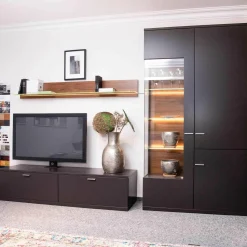 Rietberger Möbelwerke Wohnwände & Tv-Lowboards|Wohnkombination Lavita Lack Graphit Nussbaum
