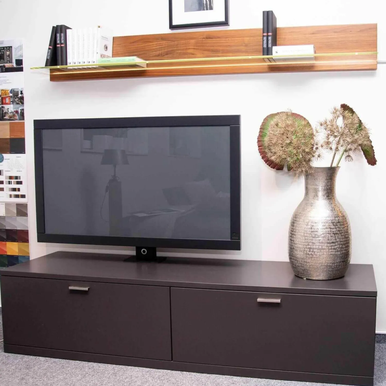 Rietberger Möbelwerke Wohnwände & Tv-Lowboards|Wohnkombination Lavita Lack Graphit Nussbaum