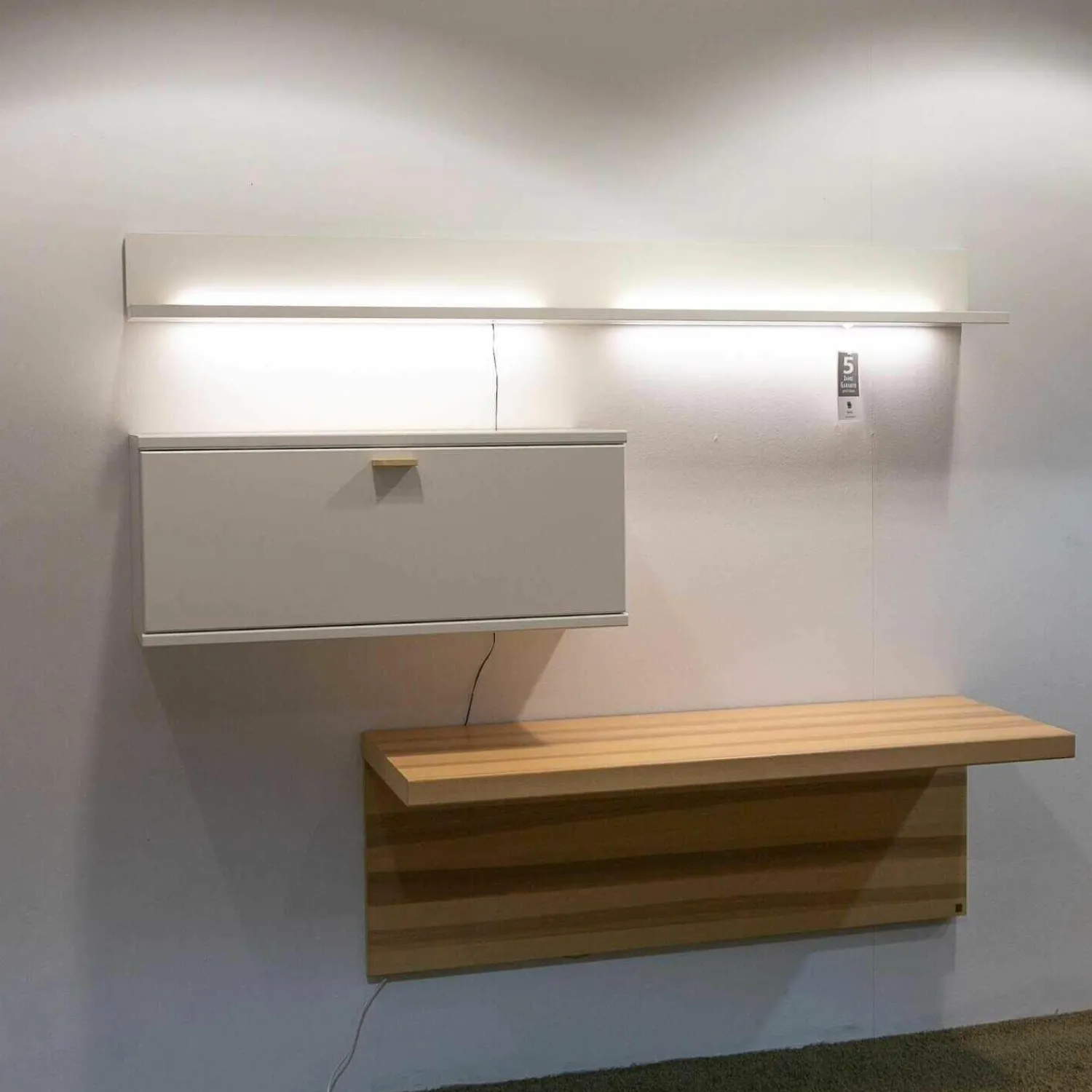 Musterring Wohnwände & Tv-Lowboards|Wohnkombination MR Kira-System Lack Weiß mit Schreibplatte Kernesche