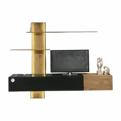 Musterring Wohnwände & Tv-Lowboards|Wohnkombination Trevi 7250 V22 Kerneiche Umato Birke Lack Anthrazit Paneel Riffholz Inklusive Beleuchtung