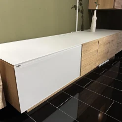 Voglauer Wohnwände & Tv-Lowboards|Wohnkombination Vmontanara Wildeiche Geölt Akzent Glas Optiwhite Weiß Mit Beleuchtung