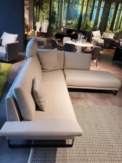 Rolf Benz Wohnlandschaften|Wohnlandschaft Cara Stoff 14.162 Steingrau Fuß Kufe Stahl Schwarz