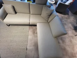 Rolf Benz Wohnlandschaften|Wohnlandschaft Cara Stoff 14.162 Steingrau Fuß Kufe Stahl Schwarz