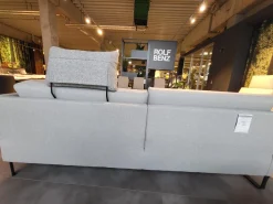 Rolf Benz Wohnlandschaften|Wohnlandschaft Cara Stoff 14.162 Steingrau Fuß Kufe Stahl Schwarz