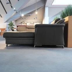 Stressless Wohnlandschaften|Wohnlandschaft E40 Leder Paloma Khaki Grau Grün Füße Metall Inklusive Nacken Und Lendenkissen Set