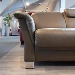 Stressless Wohnlandschaften|Wohnlandschaft E40 Leder Paloma Khaki Grau Grün Füße Metall Inklusive Nacken Und Lendenkissen Set