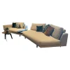 Bielefelder Werkstätten Wohnlandschaften|Wohnlandschaft Ecksofa Long Island Stoff T BW1763-575 Creme Metallfuß Matt Bronze
