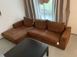 Cierre Wohnlandschaften|Wohnlandschaft Leder Nabuk 20 Marrone Fuß Chrom