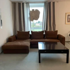 Cierre Wohnlandschaften|Wohnlandschaft Leder Nabuk 20 Marrone Fuß Chrom