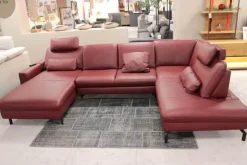 Polinova Wohnlandschaften|Wohnlandschaft Leonore Leder Longlife 160 Vivre Barolo Rot