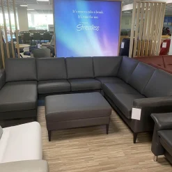 IMG Wohnlandschaften|Wohnlandschaft Mit Hocker Leder Prime Anthrazit Fuß Metall Schwarz