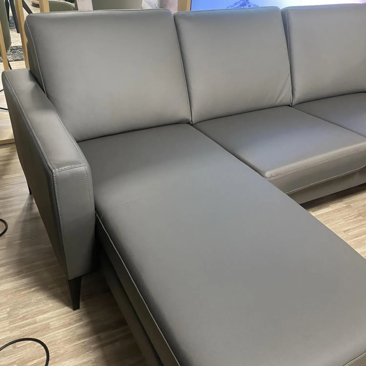 IMG Wohnlandschaften|Wohnlandschaft Mit Hocker Leder Prime Anthrazit Fuß Metall Schwarz