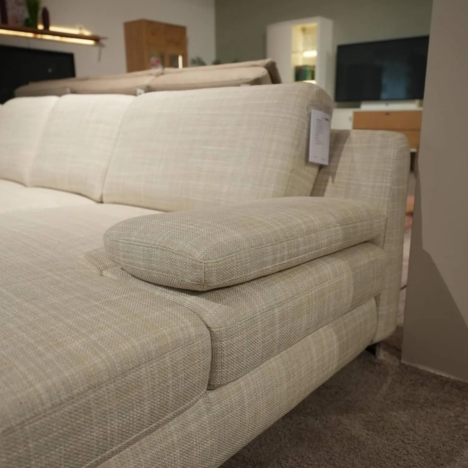 Musterring Wohnlandschaften|Wohnlandschaft MR 360-Soft Stoff JAB 15070 Grau Metallfuß Chrom Mit Relaxfunktion Inklusive 3 Kissen