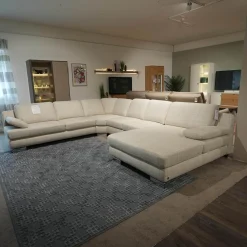 Musterring Wohnlandschaften|Wohnlandschaft MR 360-Soft Stoff JAB 15070 Grau Metallfuß Chrom Mit Relaxfunktion Inklusive 3 Kissen