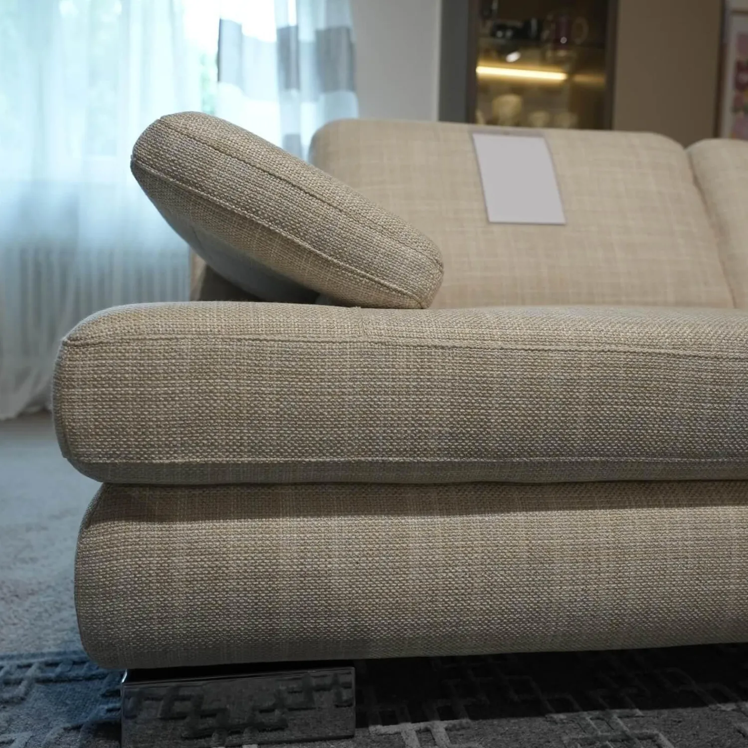 Musterring Wohnlandschaften|Wohnlandschaft MR 360-Soft Stoff JAB 15070 Grau Metallfuß Chrom Mit Relaxfunktion Inklusive 3 Kissen