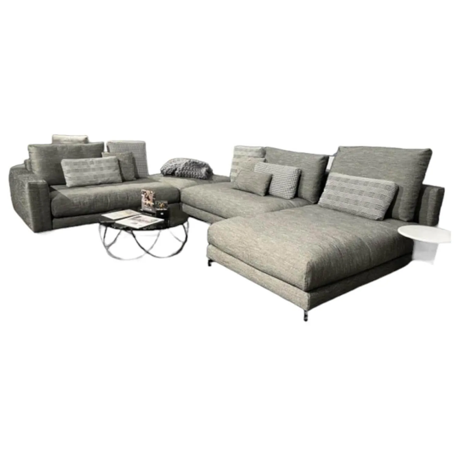 Rolf Benz Wohnlandschaften|Wohnlandschaft Nuvola Stoff 17.100 Schwarz-Weiß mit 12 Kissen