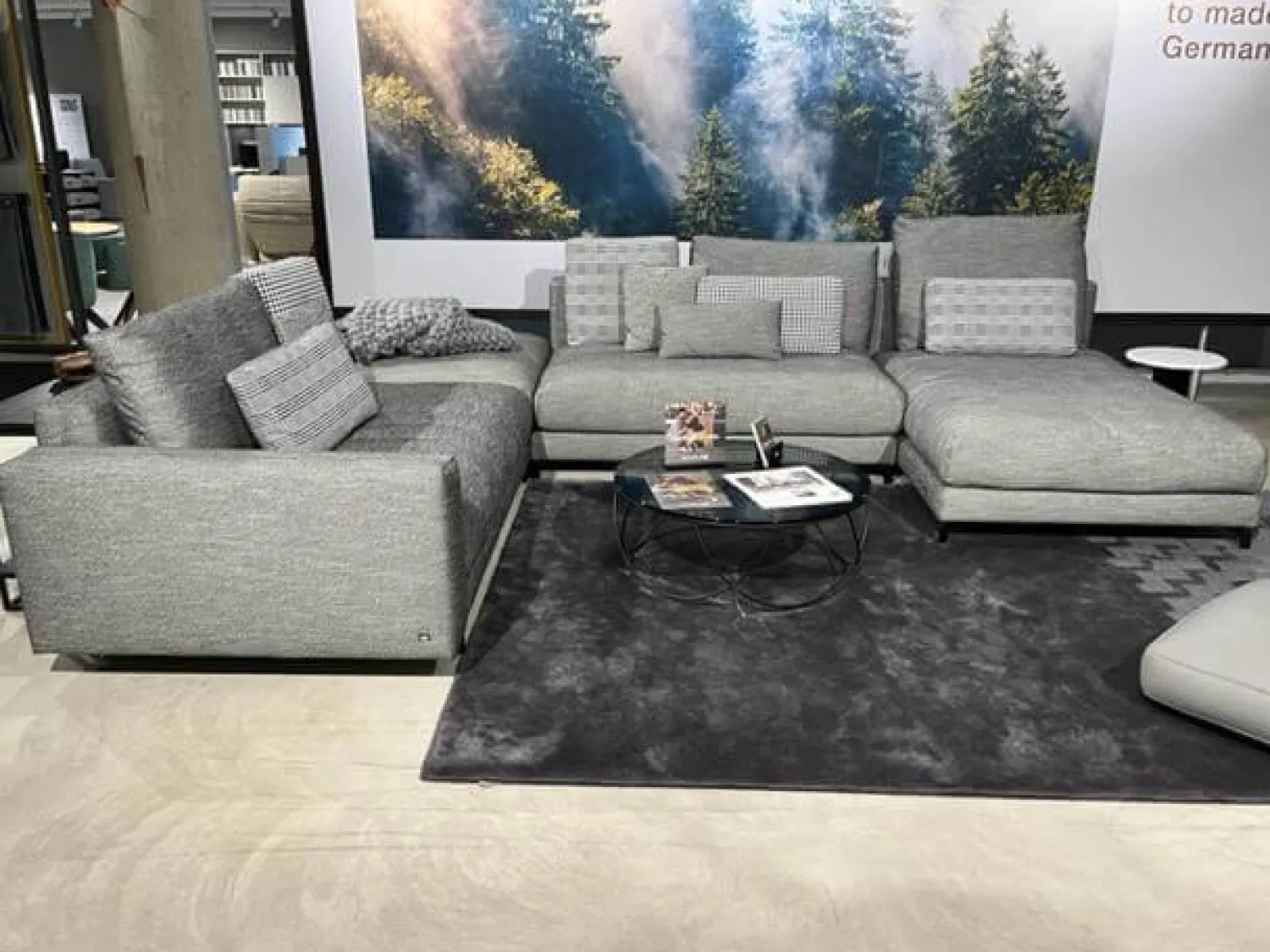 Rolf Benz Wohnlandschaften|Wohnlandschaft Nuvola Stoff 17.100 Schwarz-Weiß mit 12 Kissen