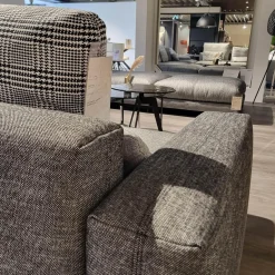 Rolf Benz Wohnlandschaften|Wohnlandschaft Nuvola Textilgewebe Schwarz Weiß Gemischt Fuß Aluminium Verkehrsschwarz RAL 9017 Lackiert Mit Kissen