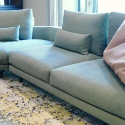 Molteni & C Wohnlandschaften|Wohnlandschaft Octave Bezug Stoff Wing WG243 Grau Grün Gestell Metall Zinnfarbig Lackiert Inklusive Kissen