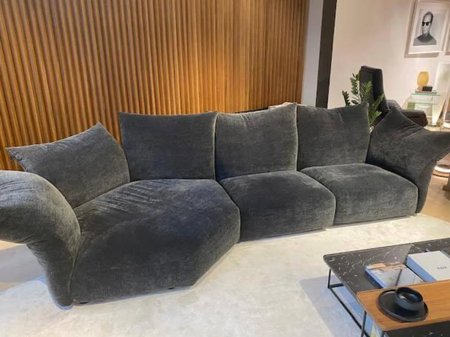 Edra Wohnlandschaften|Wohnlandschaft Standard Stoff Dess. Soft Imperial T 8566-00 Grau Armlehne Abklappbar