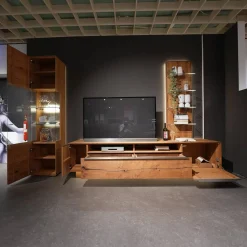 Decker Wohnwände & Tv-Lowboards|Wohnwand 2020 Asteiche Geölt Braun Glas Optiwhite Weiß